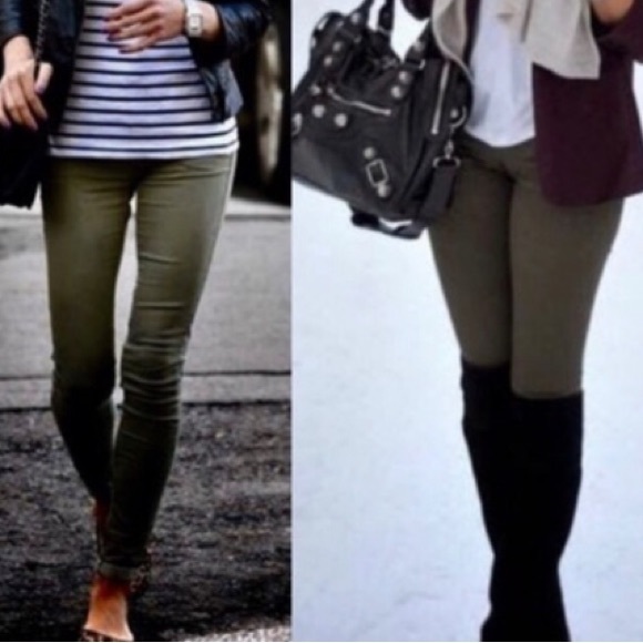 Olive colored fleece lined leggings.  NWT - Picture 4 of 9